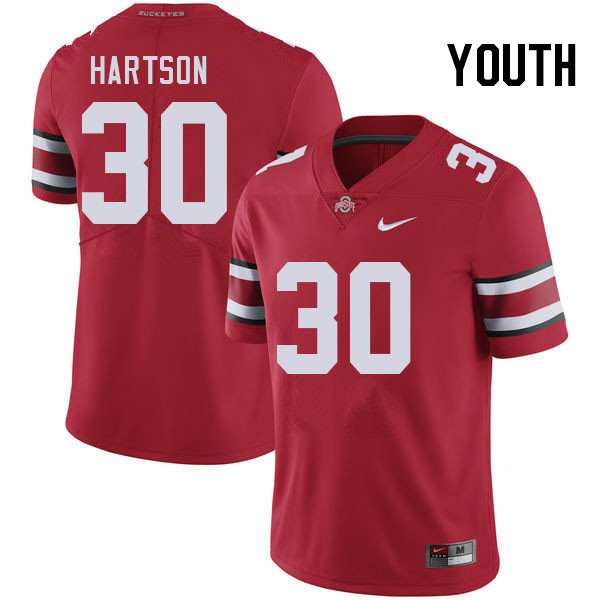 Ohio State Buckeyes Will Hartson Youth #30 Red Authentic Stitched College Football Jersey